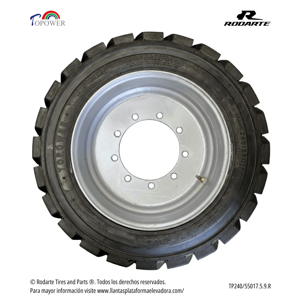 240/55R17.5 Negra Topower Rellena (9 birlos) para Plataforma Elevadora - Imagen 2